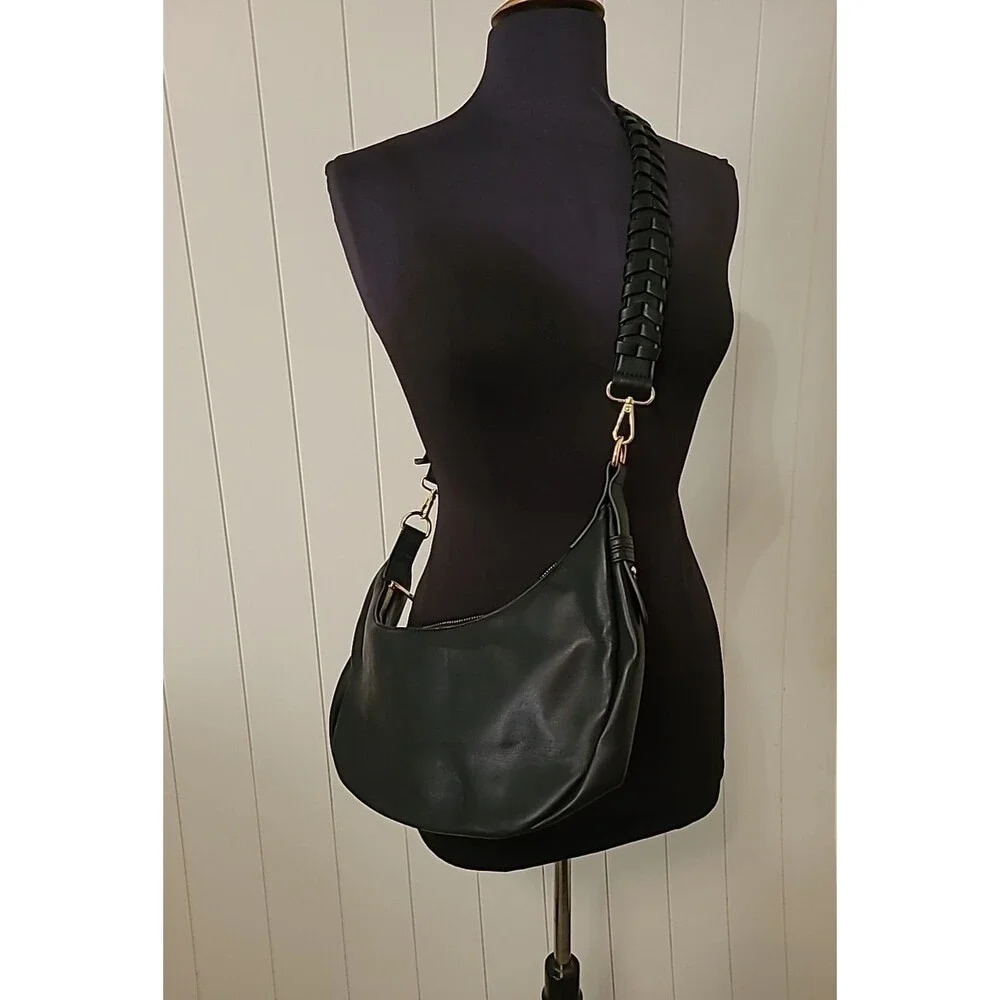 Zola Black Purse Vegan Leather Crescent Crossbody or Shoulder Bag Jules Kae.
